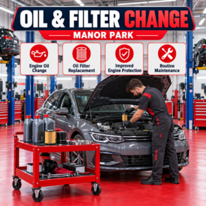 Mechanic carrying out an engine oil and filter change