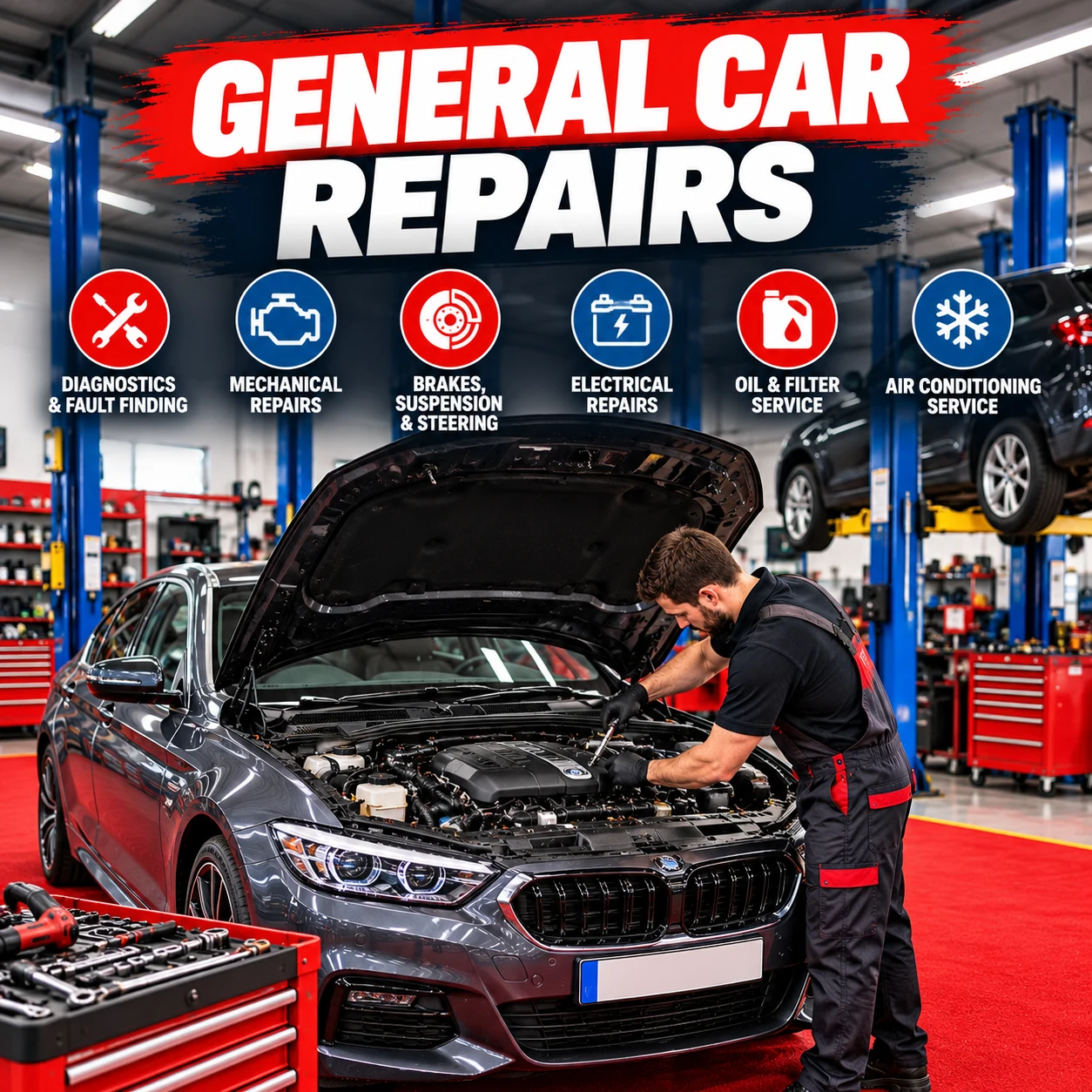 General Car Repairs in Manor Park 1 Mechanic carrying out general car repairs